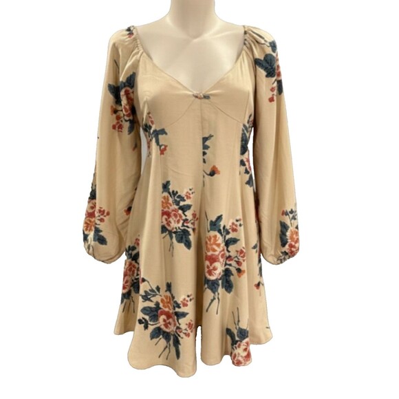 Free People Dresses & Skirts - Free People Francesca Mini Dress Cream Floral | Babydoll Fit-and-Flare Dress